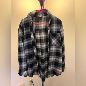 Black and White Oversized Plaid Shirt